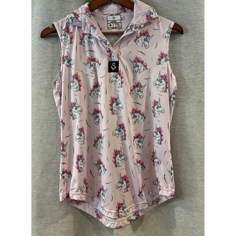 Unicorn All Of Graphic Golf Polo Tank Top Size Small